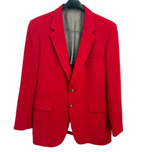Vintage Wrangler Executive Red Sport Coat Blazer 44R USA Made Brass Button